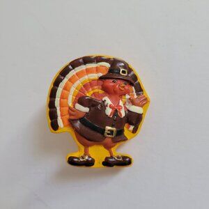 Thanksgiving Pilgrim Turkey Pin Brooch By HMK Lic.